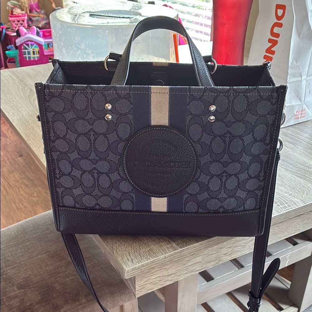 Coach Black and Gray Signature Handbag